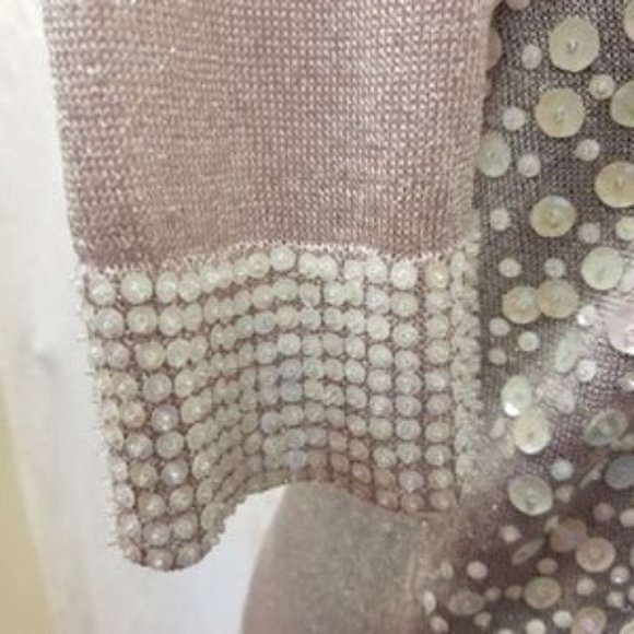 Rondina Sequin Beaded Metallic Knit Top Lavender Sz XS - Picture 9 of 10